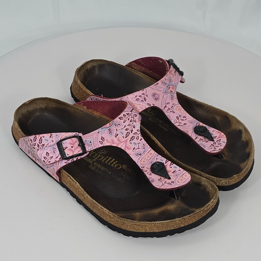 Wide Birkenstock Papillio Gizeh Pink Paisleys Sandals Women 9/40 L9 260cm